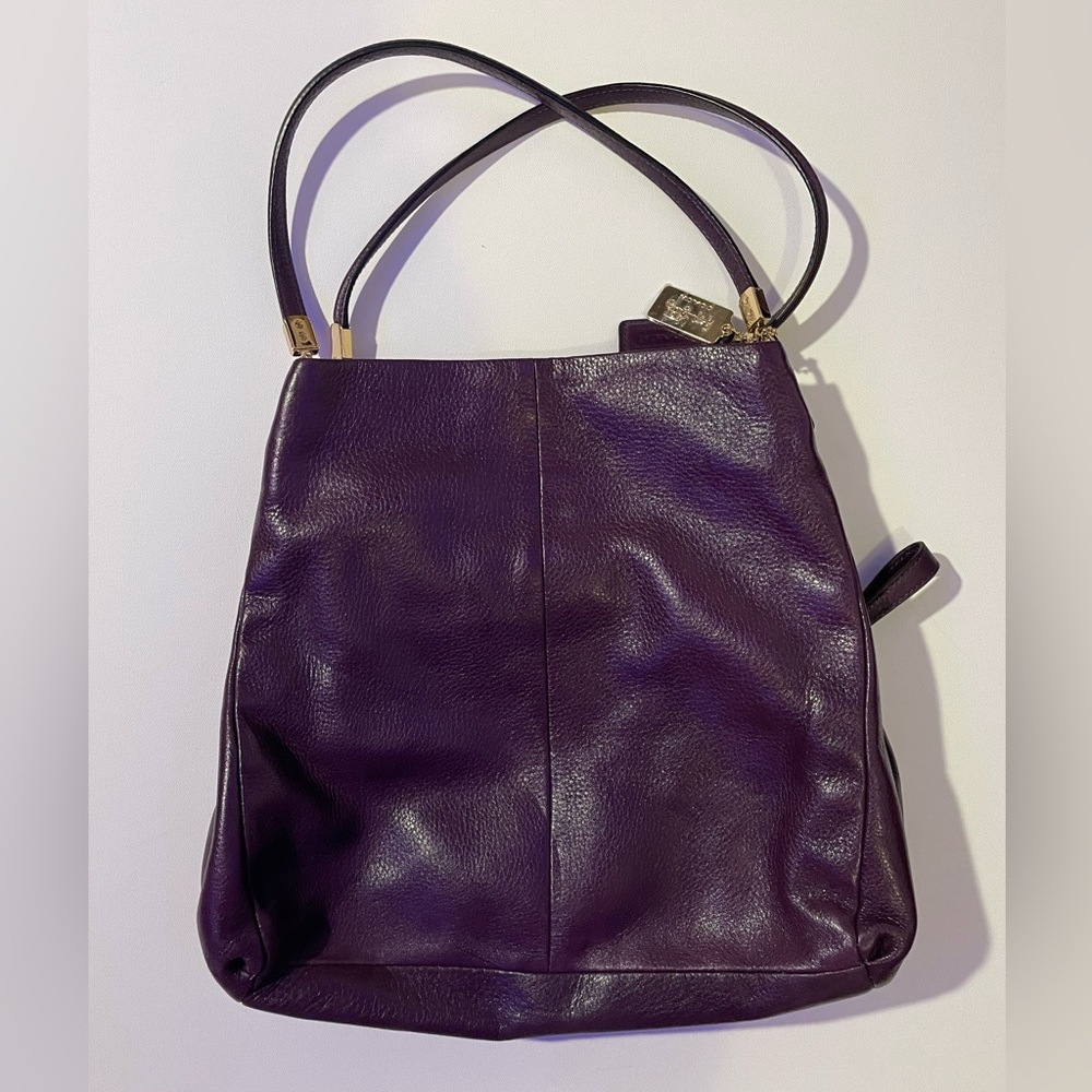 Coach Dark Purple Leather Triple-Pouch Bag